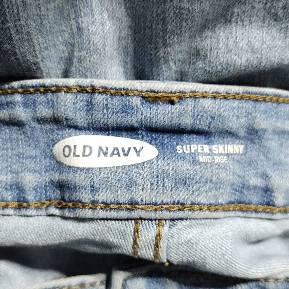 Old Navy Super Skinny Mid Rise Jeans Sz 24 Plus Lt Blue Lightweight